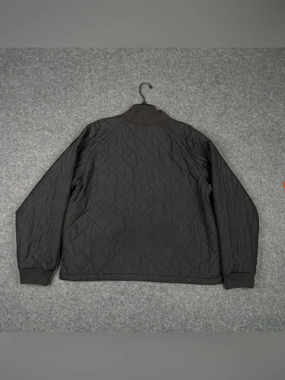 Adidas Quilted Bomber Jacket Mens Large Black Tricot Logo 3 Stripes Full Zip